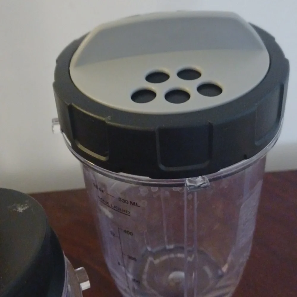 NUTRA NINJA Set of 3 Clear Plastic Blender/Shake Cups with Black Lids